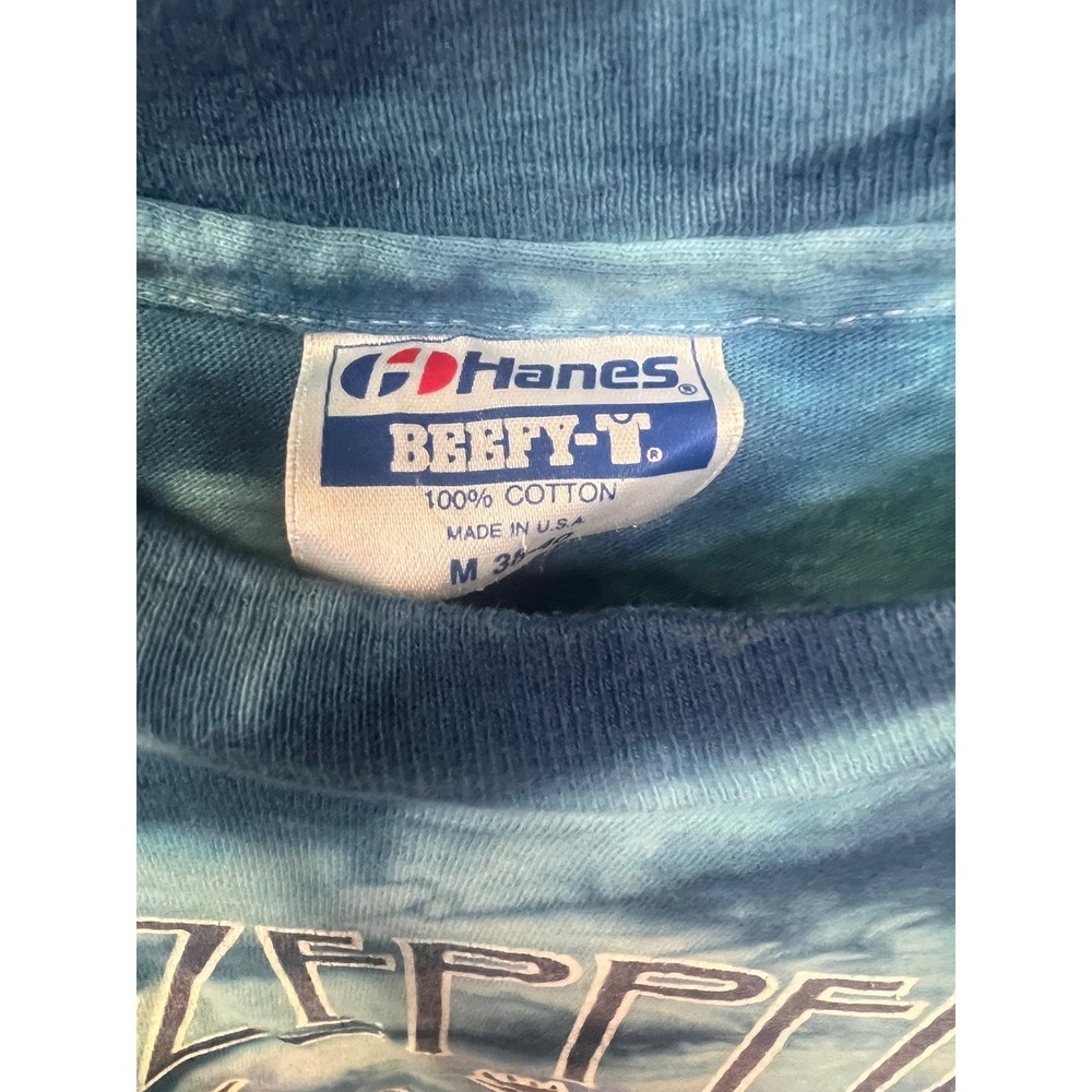 Vintage Led Zeppelin Tie Dye Shirt Hanes Beefy-T 1984 Myth Gem Blue Mens Medium - Picture 4 of 5